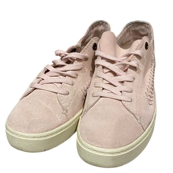 Toms Shoes - TOMS Pink Suede Sneakers Women’s 7 Blush Lace Up Low Top Whipstitch